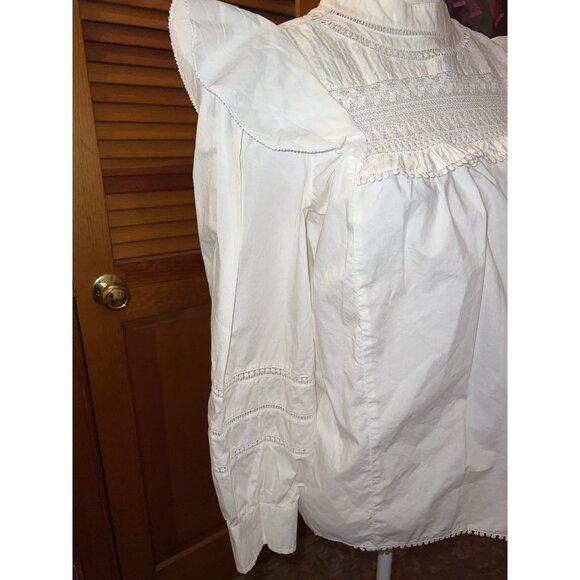 J. Crew White Lace Bib Blouse — Small - Picture 9 of 9